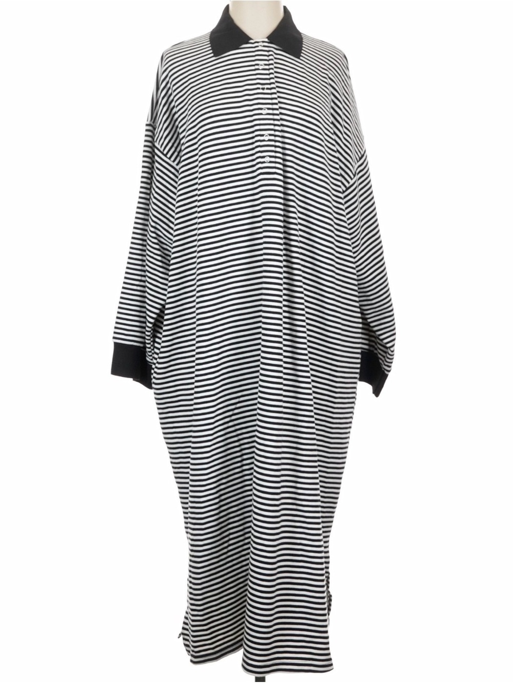 Dressed in LALA Black and White Oversized Striped Polo Dress